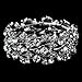Accessoriesforever Bridal Jewelry Crystal Rhinestone Floral Leaf Vine Stretch Bracelet Silver Clear
