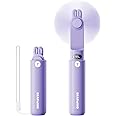 Bearwind Portable Handheld Fan, Personal Mini Fan - Hand Held Fan, LED Display, USB Rechargeable Small Travel Fan with Portable Charger, Cute Lash Eyelash Pocket Fan for Women, Girls