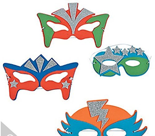 Foam Superhero Masks, 12 Sparkly Masks for Costumes, Party Favors