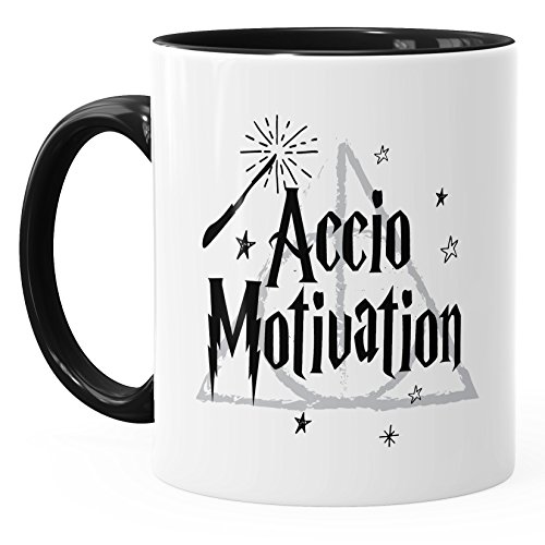 MoonWorks Kaffee-Tasse Accio Motivation Teetasse Keramiktasse Spruch-Tasse schwarz Unisize – Bild 3