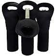 Eacolle Wine Carrier Tote Bag Set of 3 Neoprene Champagne Bottles Protective Travel Bag Beer Cans Water Bottle Holder for Safe Transportation(Black)