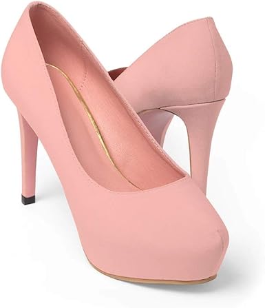 peach platform heels