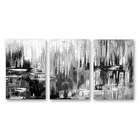 3 Panel Black and White Abstract Pictures Home...
