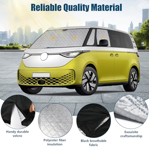 Opaltool Front Car Sun Shade for VW ID Buzz 2022-2026, 5PCS Car Windshield Sunshade, Block UV Rays, Protect Privacy and Sun, No Suction Cups Needed
