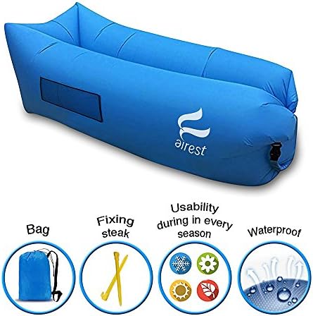 Inflatable Lounger Air Sofa, Hammock Bed For Camps, Pools And See Gift Usable in Every Season-Large Size Carrying Bag Free | Side Pocket and Safe Fixing Stake | Rock Solid Fabric | Lazy Lounger