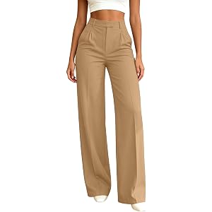 UHBYGV Womens Straight Leg Dress Work Pants High Waist Stretchy Business Casual Pants Office Trousers Slacks with Pockets