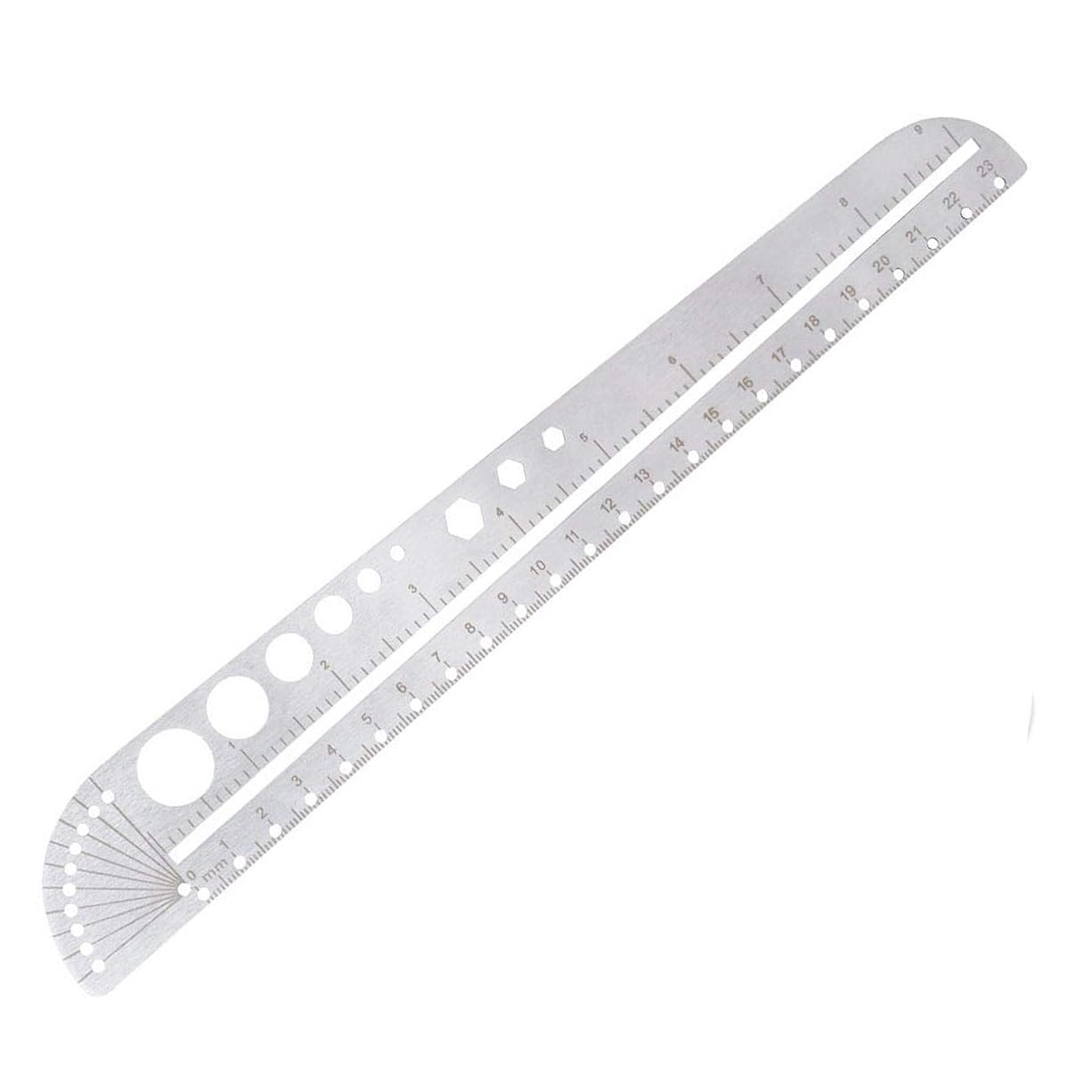Hsthe Sea Metal Scale Ruler, Stainless Steel Ruler, Precision Measuring Ruler, Draw Ruler, Artist Ruler with Protractor Compass Holes Portable Multifunctional Drafter Ruler