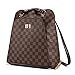 Checkered Fashion Leather Backpack Travel bag for Women Teen (Checkered Backpack Brown 190620)