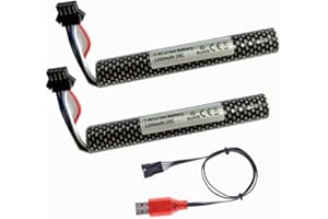 Cecicebb Airsoft Gel Water Bead Blaster Batteries for M416 or M4A1 7.4V 1200mAh Rechargeable Batteries with SM-4P Connecor and USB Charger for Airsoft Guns