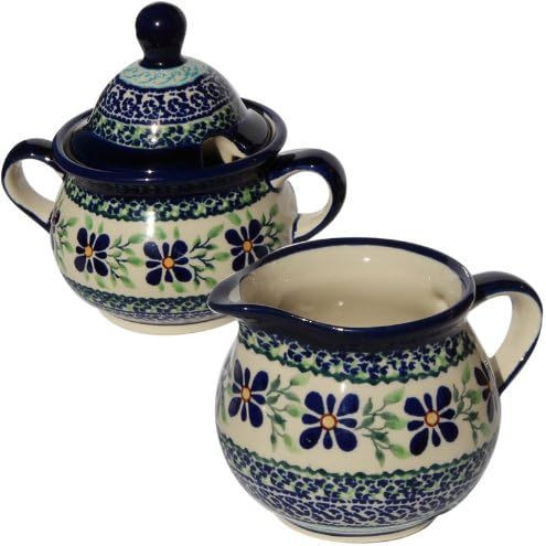 Polish Pottery Sugar Bowl and Creamer From Zaklady Ceramiczne Boleslawiec #944/945-du121 Unikat Pattern