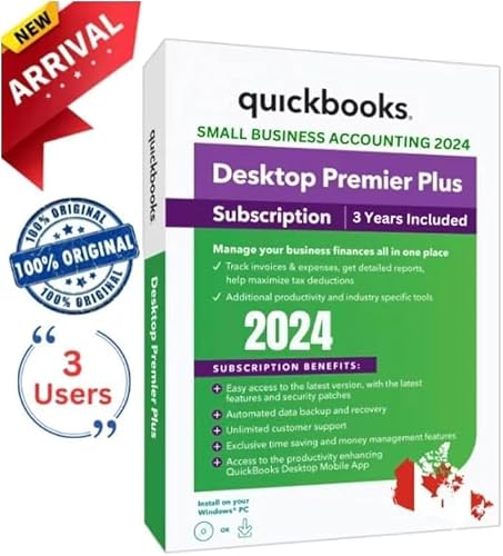 QB Desktop Premier Plus 2024 | 3 User's | NO DVD | 3 Years | Amazon Message Delivery(Within 24hrs) | Only PC, Not for Mac