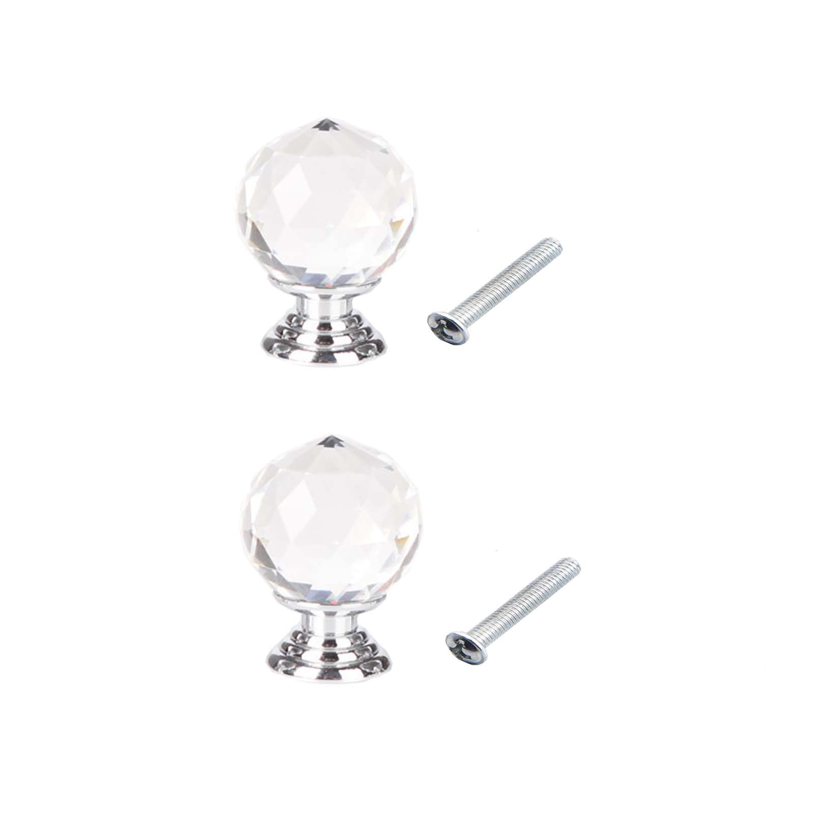 Lansonee 2 Piece Set of Crystal Door Handles -25mm Sliver Drawer Handle with Screws,Suitable for Cabinets,Wardrobes,and Desks