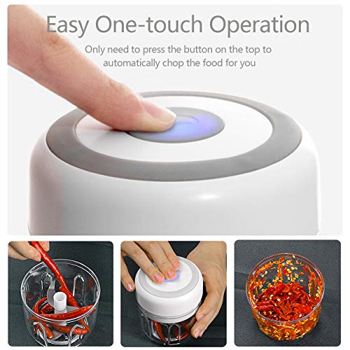 Huasida Mini Food Chopper Small Food Processor Mincer Blender Suitable for Onions Garlic Vegetables Nuts Baby Food (White, 250ml)