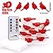 Impress Life Christmas Cardinal Decorative String Lights, 3D Red Bird Themed Battery Operated 10 ft 20 LEDs with Remote for DIY Home New Year Party, Holiday Wedding, Bedroom, House Decoration