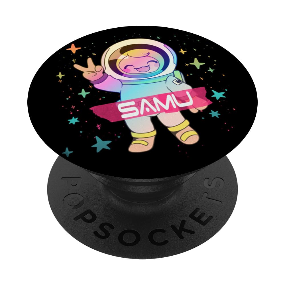 SAMU - Cute Boy Name with cute Astronaut PopSockets Swappable PopGrip