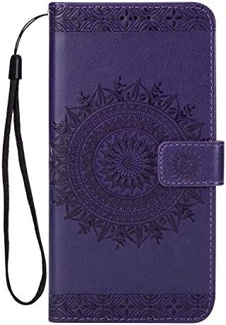 Wallet Case Huawei P10 Plus with Card Slot and Magnetic Snap Closure, MAOOY Bookstyle Folio Cover in Retro Flower Design Full Body Wrap Protective Ultra Fine Fit for Huawei P10 Plus, Dark Purple