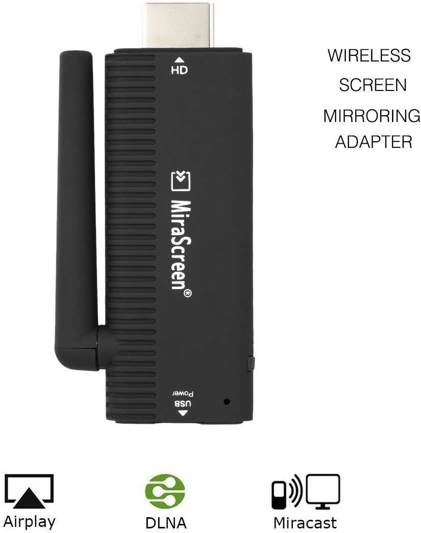 MiraScreen WiFi Display Dongle 1080P Wireless HDMI Adapter MiraCast Airplay DLNA Streaming Cast Screen from iPhone iPad Android Devices to TV Projector