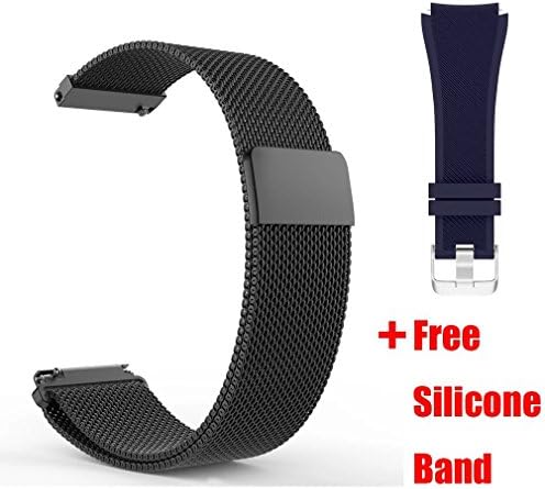 Samsung Gear S3 Frontier / Classic Watch Band,Milanese Stainless Steel Bracelet With Soft Silicone Strap Replacement for Gear S3 Frontier/ Gear S3 Classic/ Moto 360 2nd Gen 46mm Smart Watch,Black