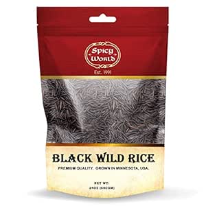 Minnesota Grown Black Wild Rice 24oz Bag (1.5LB) - Premium Quality, All Natural - by Spicy World