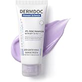 DERMDOC 4% Niacinamide Face Sunscreen, SPF 50 PA+++, No White Cast, 2.12 oz | Purple Tinted Sunscreen for Oily Skin, UVA &amp; UVB Protection, Lightweight, Non-Greasy, Skin Barrier Support, Even-Looking Tone