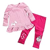 Aikobaby Baby Girls Cute Outfits Polka Dot Long Sleeve 2pcs Tops & Legging Pants Children Clothes 2t-5t
