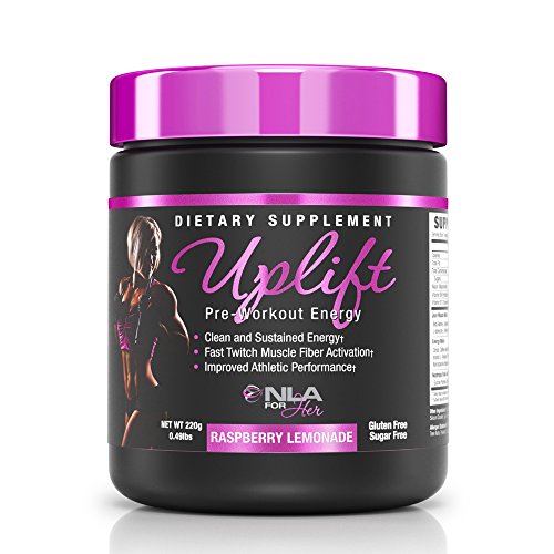 NLA for Her - Uplift - Pre-Workout Energy - Provides Clean/Sustained Energy, Supports Athletic Performance, Helps Fast Twitch Muscle Fiber Activation - Raspberry Lemonade - 220 Grams