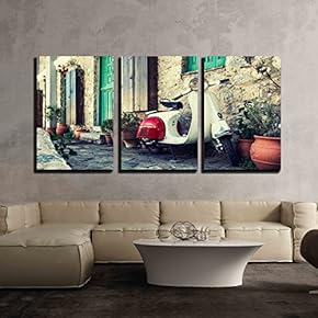 Scooter In Karpathos Greece - 3 Panel Canvas Art