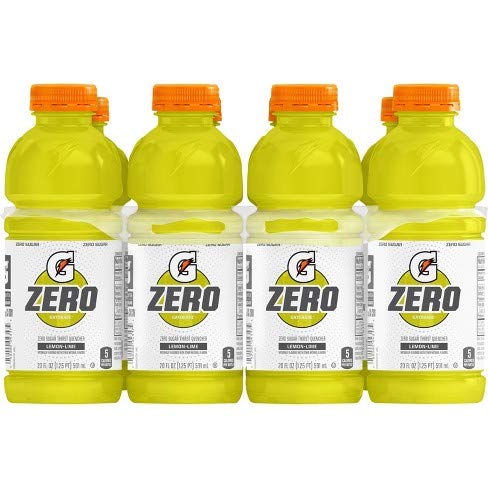 GATORADE ZERO, LEMON LIME, 20 OZ BOTTLE (PACK OF 8)