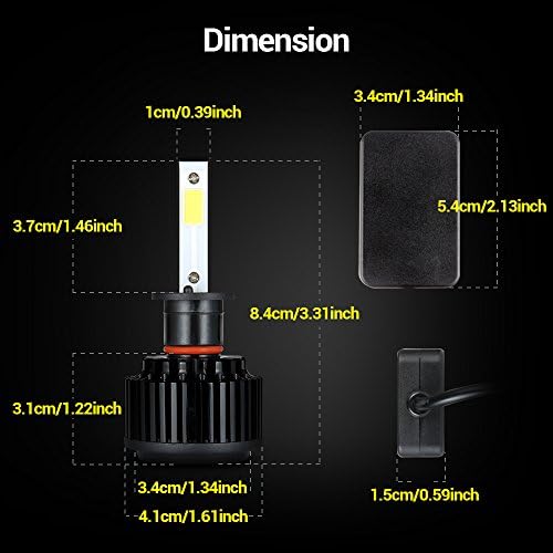 Headlight H1 Bulbs-ANNT 2 Pcs Conversion Kit w/ Clear - 60W 7000K 7,200Lm Ultra Bright Head Lamp in CANbus Driving Lamp COB Chips