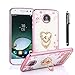 CaseHaven Moto Z Play Case, Glitter Crystal Heart Floral Series - Slim Luxury Bling Rhinestone Clear TPU Case With Ring Stand For Motorola Moto Z Play Droid - Rose Gold