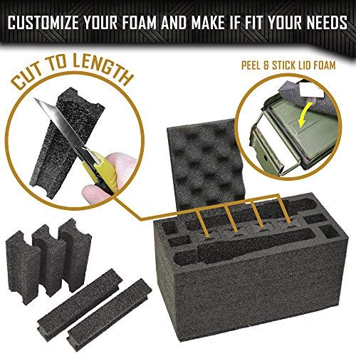 MY CASE BUILDER 2 Pistol 8 Magazine Foam Insert - Handgun, Ammunition Mag Storage for .50 Caliber Ammo Cans - Pre-Cut Military Grade Polyethylene Foam Liner (Ammo Can Not Included) - Thumbnail 4