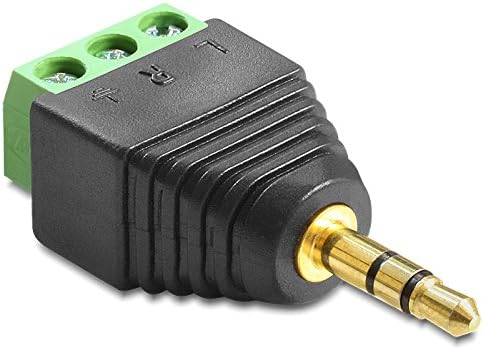 Delock Adaptor terminal block to jack 3.5 mm plug 3 pin, Black, Green, Silver, Stecker 3,5 mm > Terminalblock 3 Pin