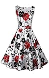 ACEVOG Vintage 1950's Floral Spring Garden Party Picnic Dress Party Cocktail Dress