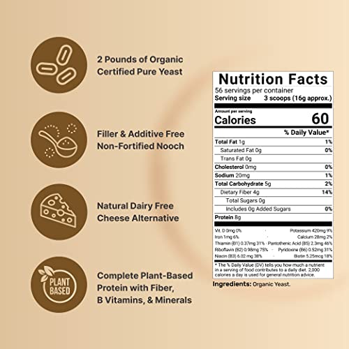 Organic NonFortified Nutritional Yeast Flakes, 2 lbs Versatile Vegan