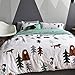 BuLuTu Siberia Forest Theme Cotton US Queen Kids Bedding Collections(1 Duvet Cover 2 Pillow Shams) White Reversible Full Quilt Bedding Sets with 4 Corner Ties