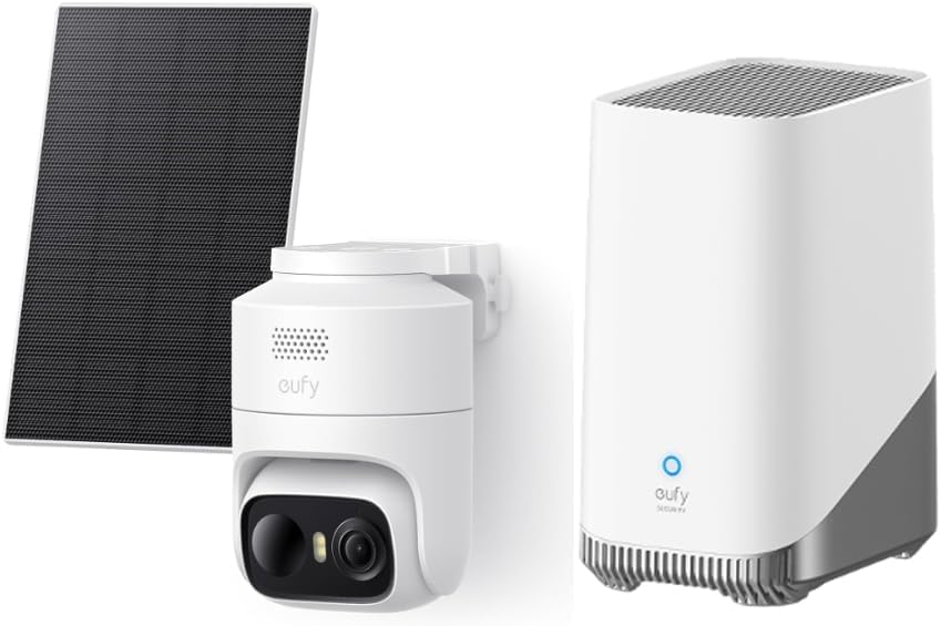 eufyCam C37 mit homebase 3, Überwachungskamera Außen, Farbnachtsicht, Solar