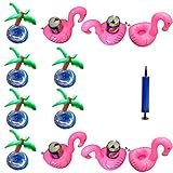 iLoveCos Inflatable Flamingo Coasters Palm Tree Drink Holders With Inflator (Updated Version) 12 Pieces