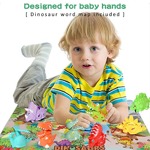 image for Akamino Dinosaurs Toys Car for Kids, 8 Pack Pull Back Car Toys for Boy