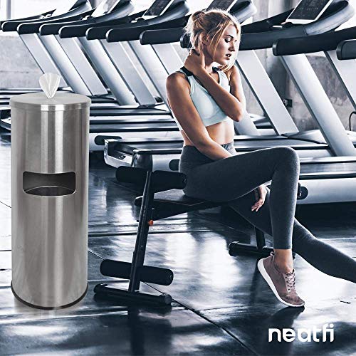Neatfi Floor Standing Stainless Steel Gym Wipe Dispenser with High