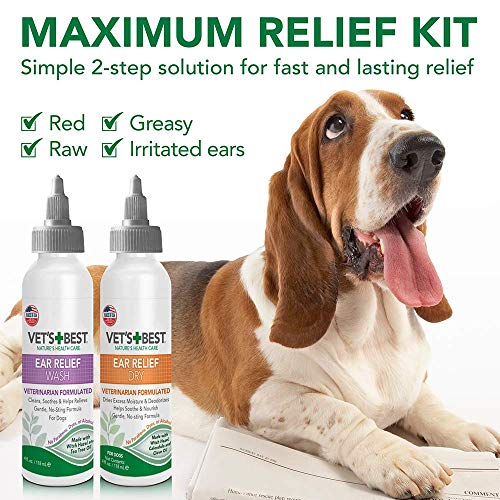 Vet's Best Dog Ear Cleaner Kit MultiSymptom Ear Relief Wash & Dry