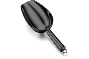 TeamFar 5oz Ice Scoop, Stainless Steel Food Scoop Metal Ice Scooper for Kitchen Bar Party Wedding, Heavy Duty & Sturdy, Easy Storage & Versatile, Mirror Finish & Smooth Edge, Black
