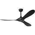 CLUGOJ Black Ceiling Fan, Modern Ceiling Fans with Remote, Indoor/Outdoor Ceiling Fans for Patios Farmhouse Bedroom, 60" Ceiling Fan no Light