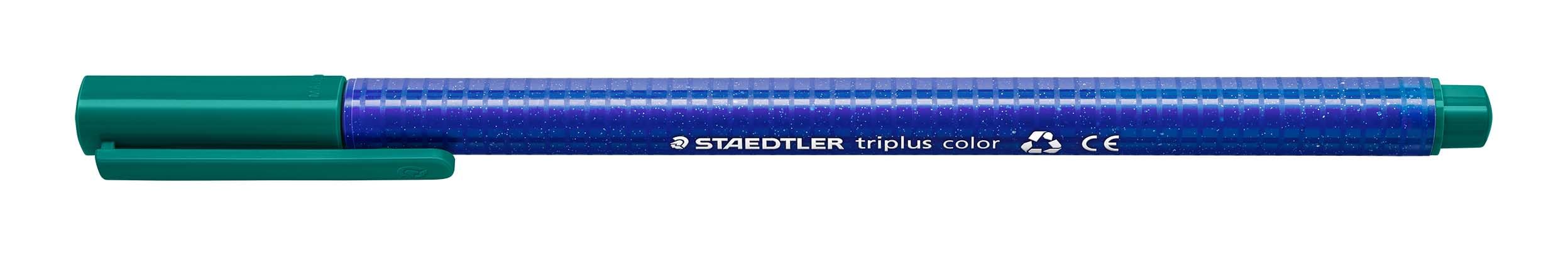 Staedtler Triplus 323-38 Fibre tip pens Triangular Barrel in cardbord Box, Washable, 1 mm Set of 10, sea Green