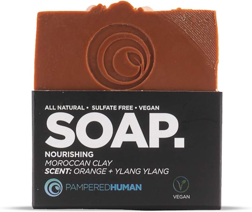 Nourishing Vegan Bar Soap - Moroccan Clay, Natural Orange + Ylang Ylang Scent (2.8 oz)