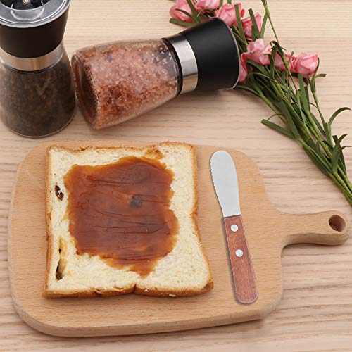image for 8 Pack Stainless Steel Straight Edge Wide Butter Spreader with Wood Ha