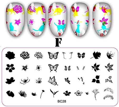 SHJNHAN DIY Nail Art Stamp Stamping Plates Manicure Template Nail Stamping Plates (F)
