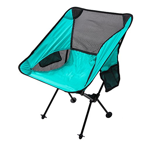 LetsFunny Folding Camping Chair Portable Lightweight Backpack Chairs Compact Heavy Duty with Carry Bag for Hiking Picnic Beach Camp Backpacking Outdoor Festivals (Cyan)