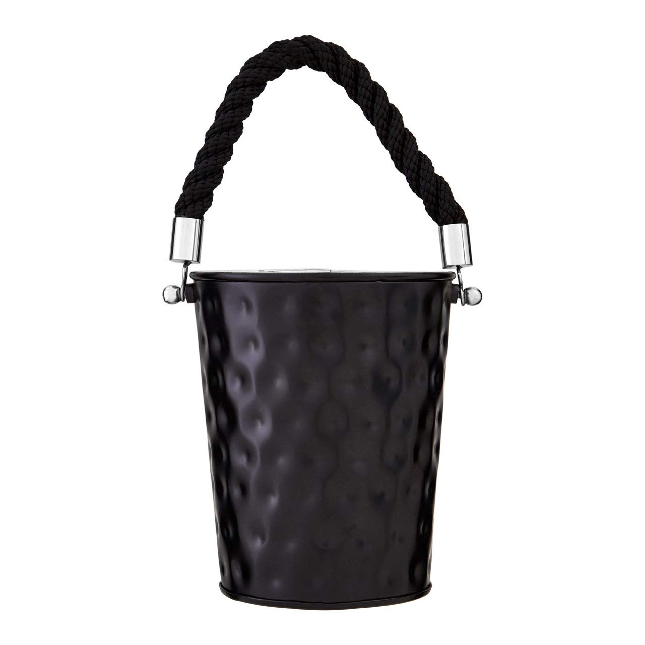 Miressa Party Bucket, Hammered Effect/Rope Handle, Black Stainless Steel, Small