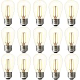 BRIMAX 2w S14 Led Edison Light Bulbs Outdoor-11w Incandescent Filament Bulb Replacement-2700K Bright Warm White Dimmable, E26 Base Durable Plastic Shatterproof for Outdoor Patio String Light -15pack