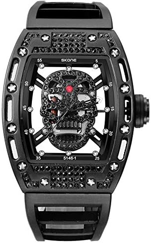Men's Skull Watch Outdoor Sports Watch Waterproof Student Hollow Cool Unique Fashion Quartz Watch Silicone Sports Christmas Gift for Male